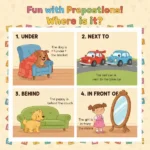 Learning Prepositions of Place Under, Next to, Behind, In front of Learning Prepositions of Place for Kids