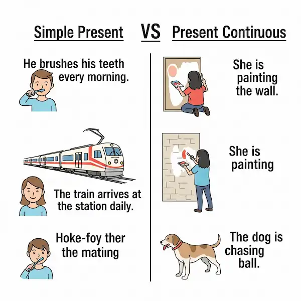Simple Present Vs Present Continuous Easy English Guide